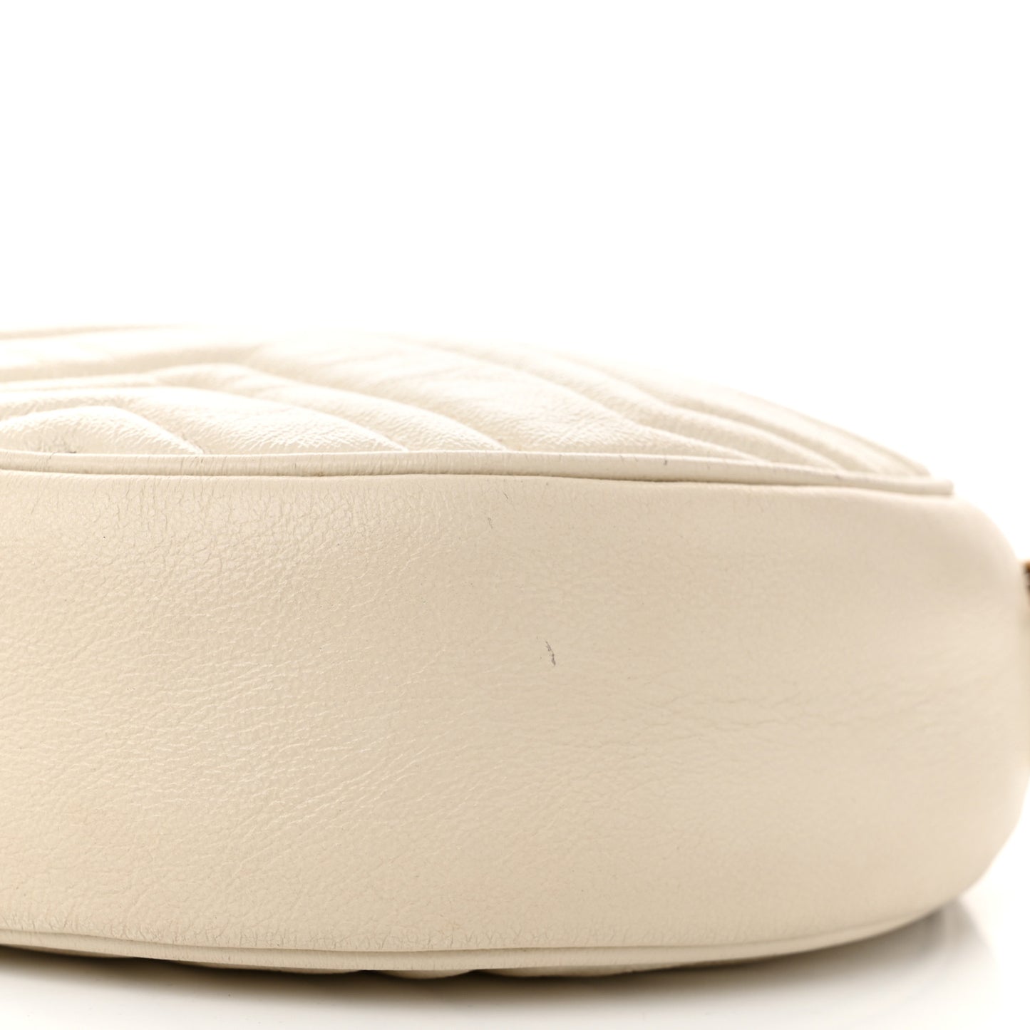 Calfskin Matelasse Mini GG Marmont Round Shoulder Bag White