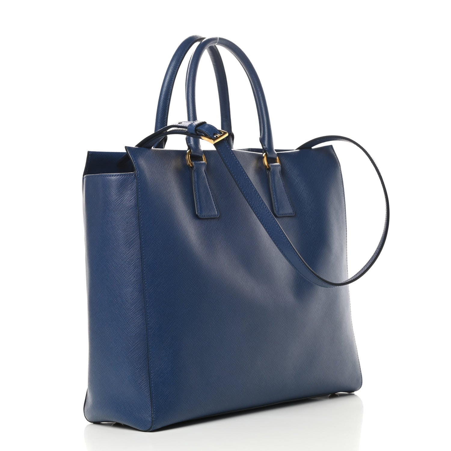 Prada Saffiano Lux Double Handle Shopping Tote Bluette 3 of 12