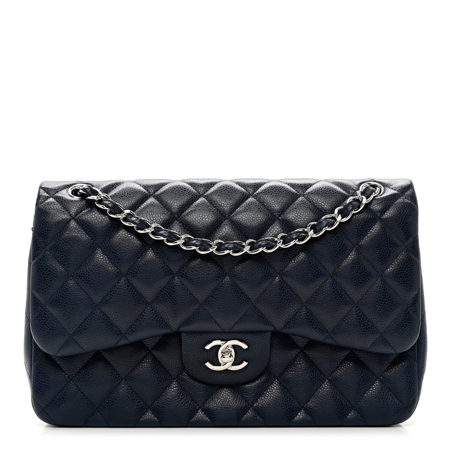 Chanel Caviar Quilted Jumbo Double Flap Navy Blue 1 of 9
