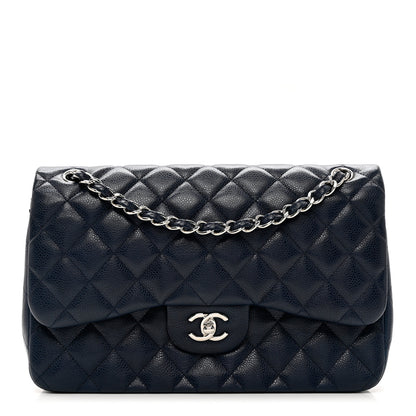Chanel Caviar Quilted Jumbo Double Flap Navy Blue 1 of 9
