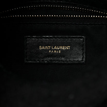 Saint Laurent Boucle Tweed Quilted Small Loulou Puffer Monogram Chain Satchel Black 6 of 12