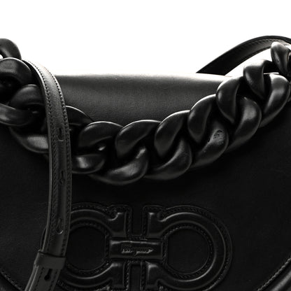 Salvatore Ferragamo Calfskin Aura Shoulder Bag Black 8 of 10