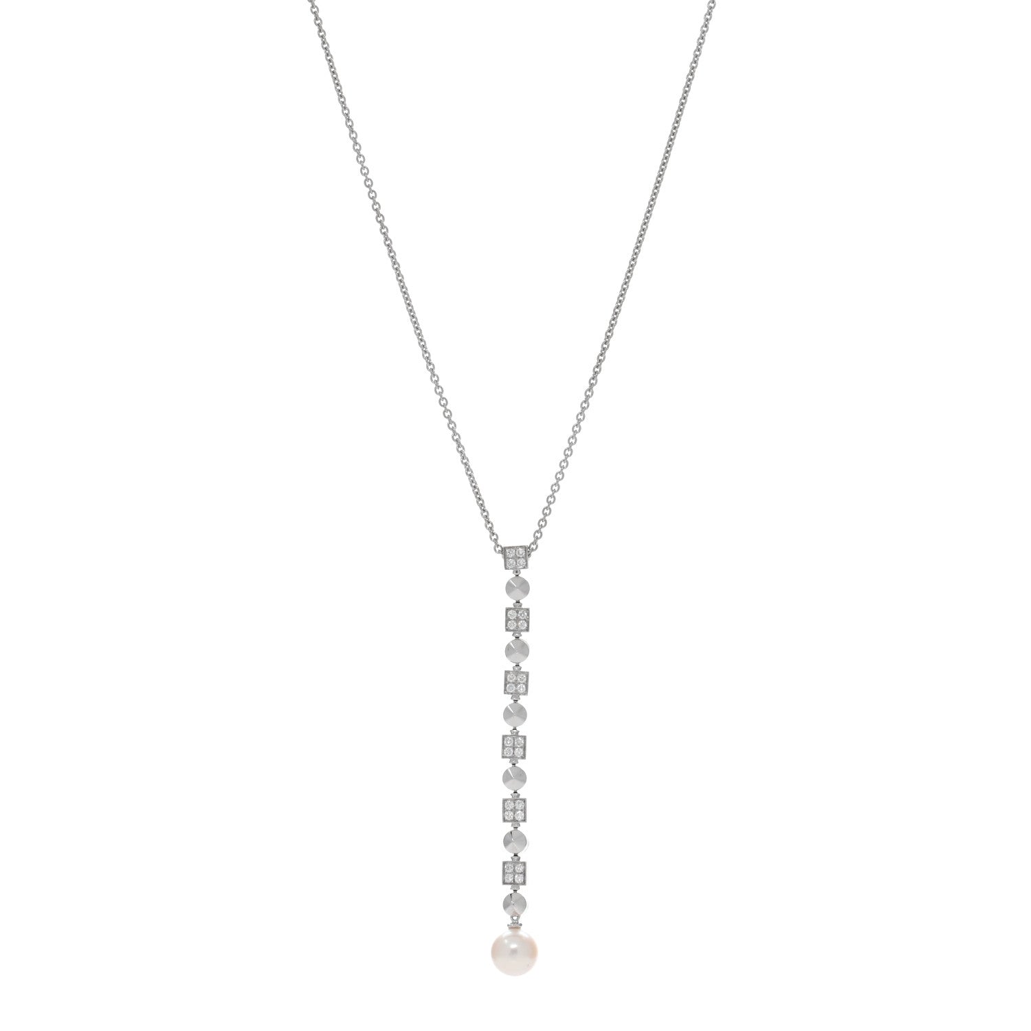 Bulgari 18K White Gold Diamond Pearl Lucea Necklace 1 of 4