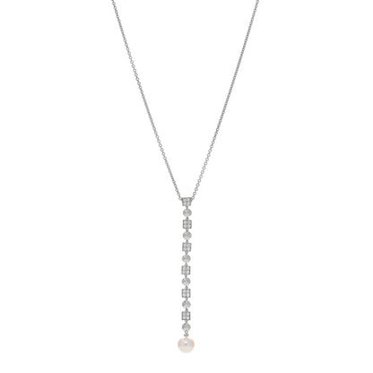 Bulgari 18K White Gold Diamond Pearl Lucea Necklace 1 of 4