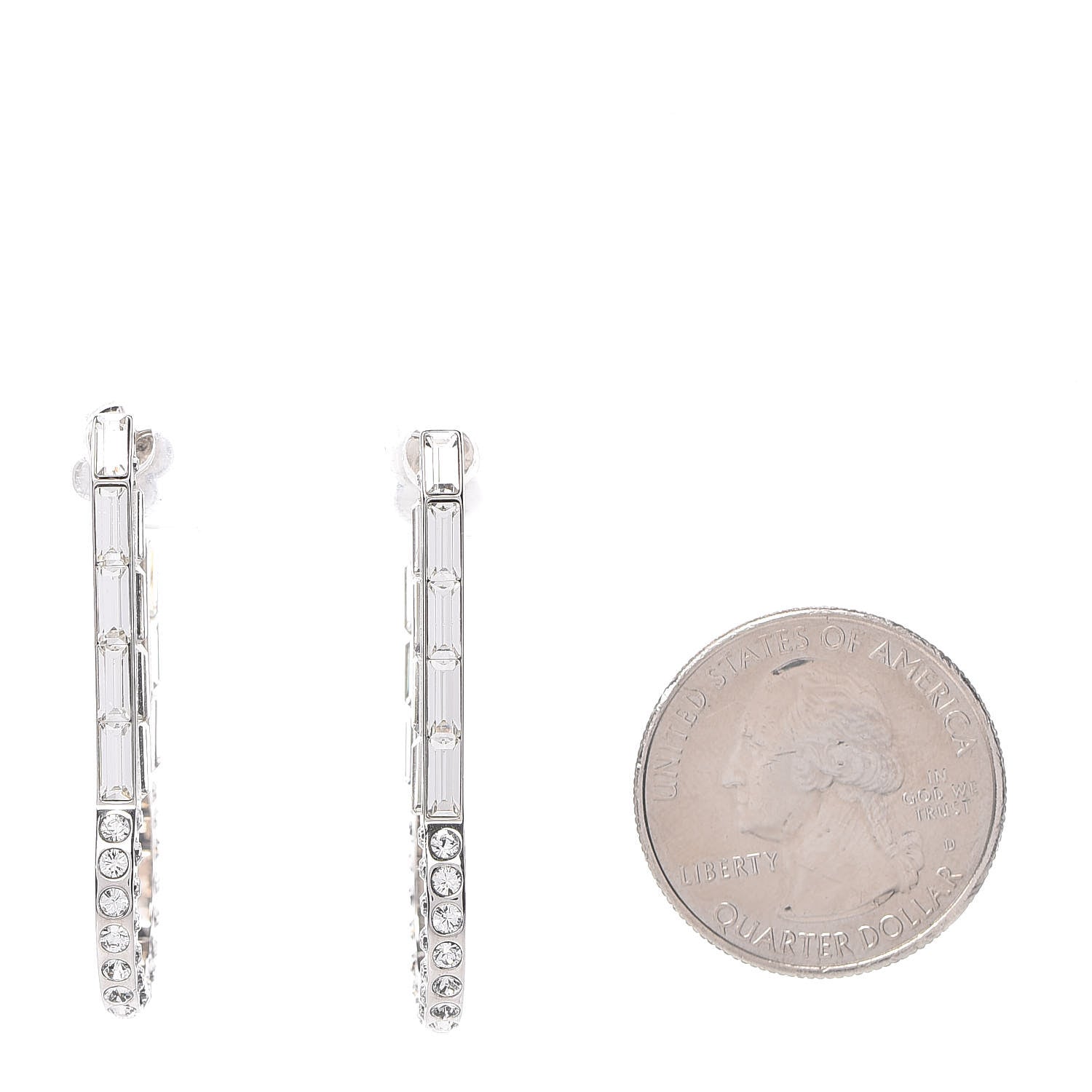 Louis Vuitton Crystal Baguette Earrings Silver 2 of 5