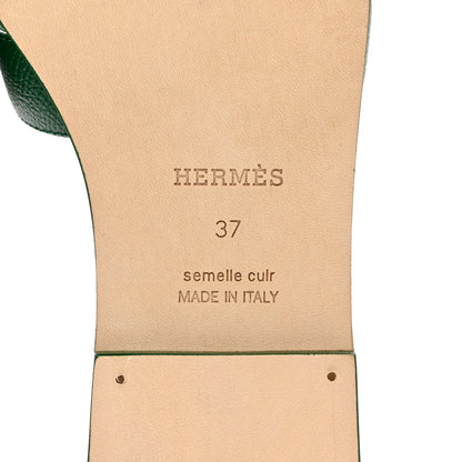 Hermes Epsom Oran Sandals 37 Vert Emeraude 6 of 9