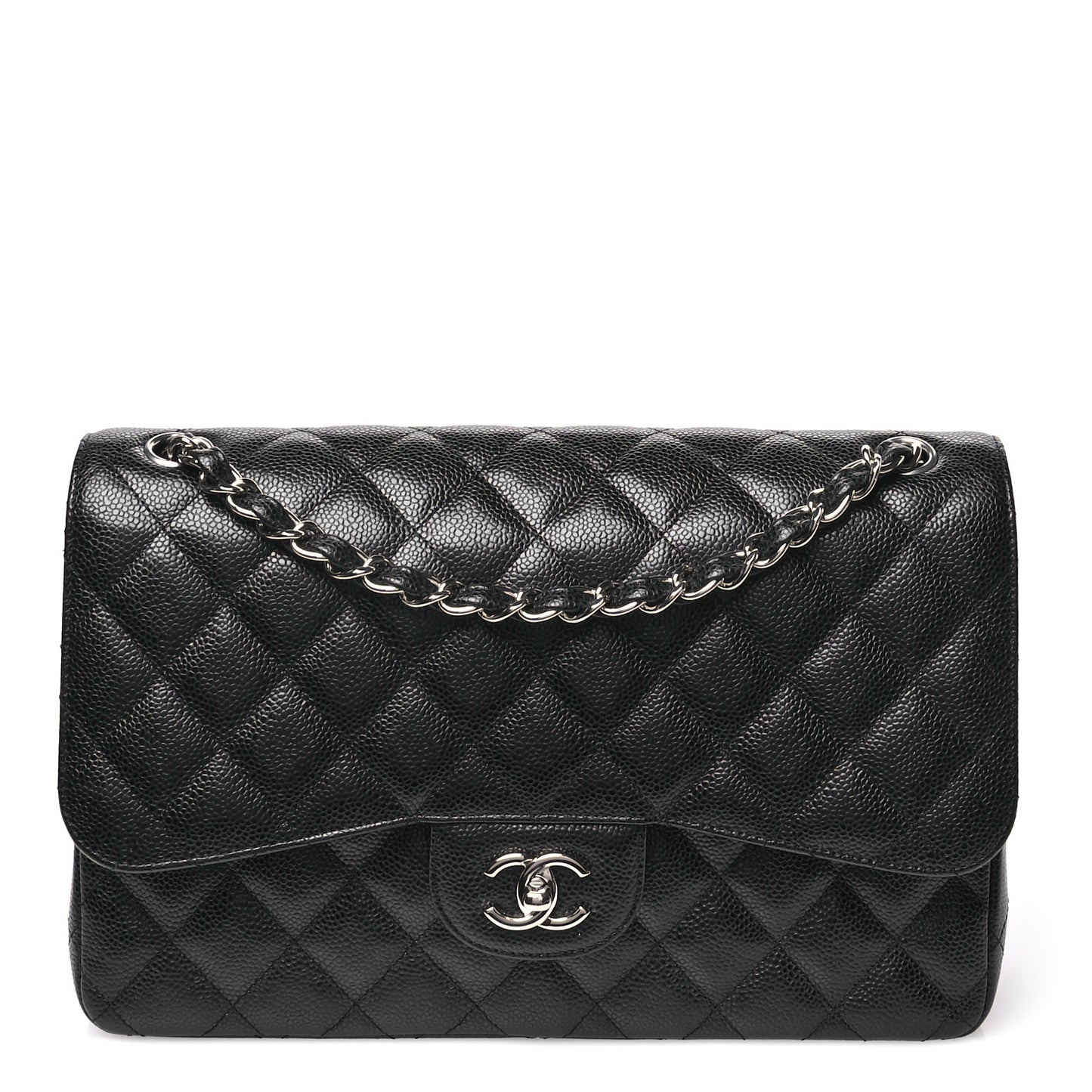 Caviar Quilted Jumbo Double Flap Black