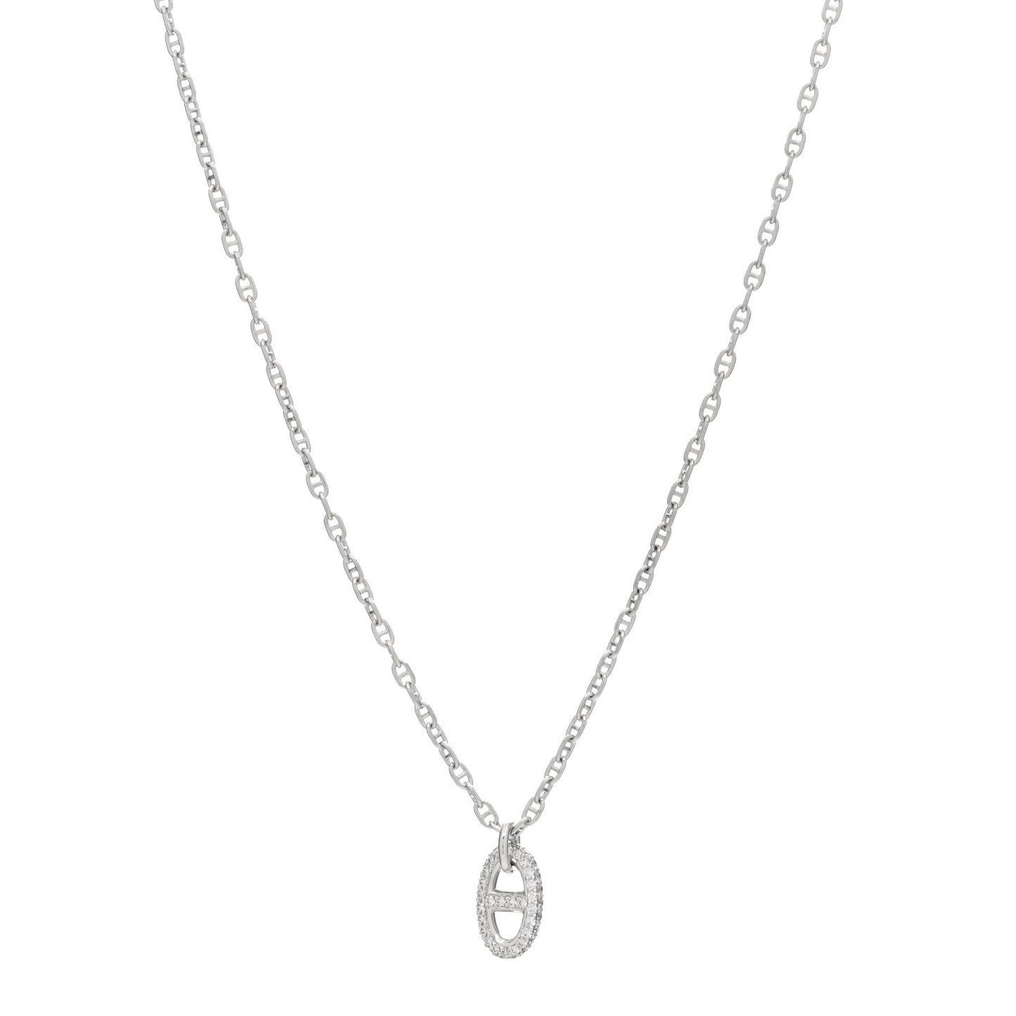 18K White Gold Diamond New Farandole Pendant Necklace ST