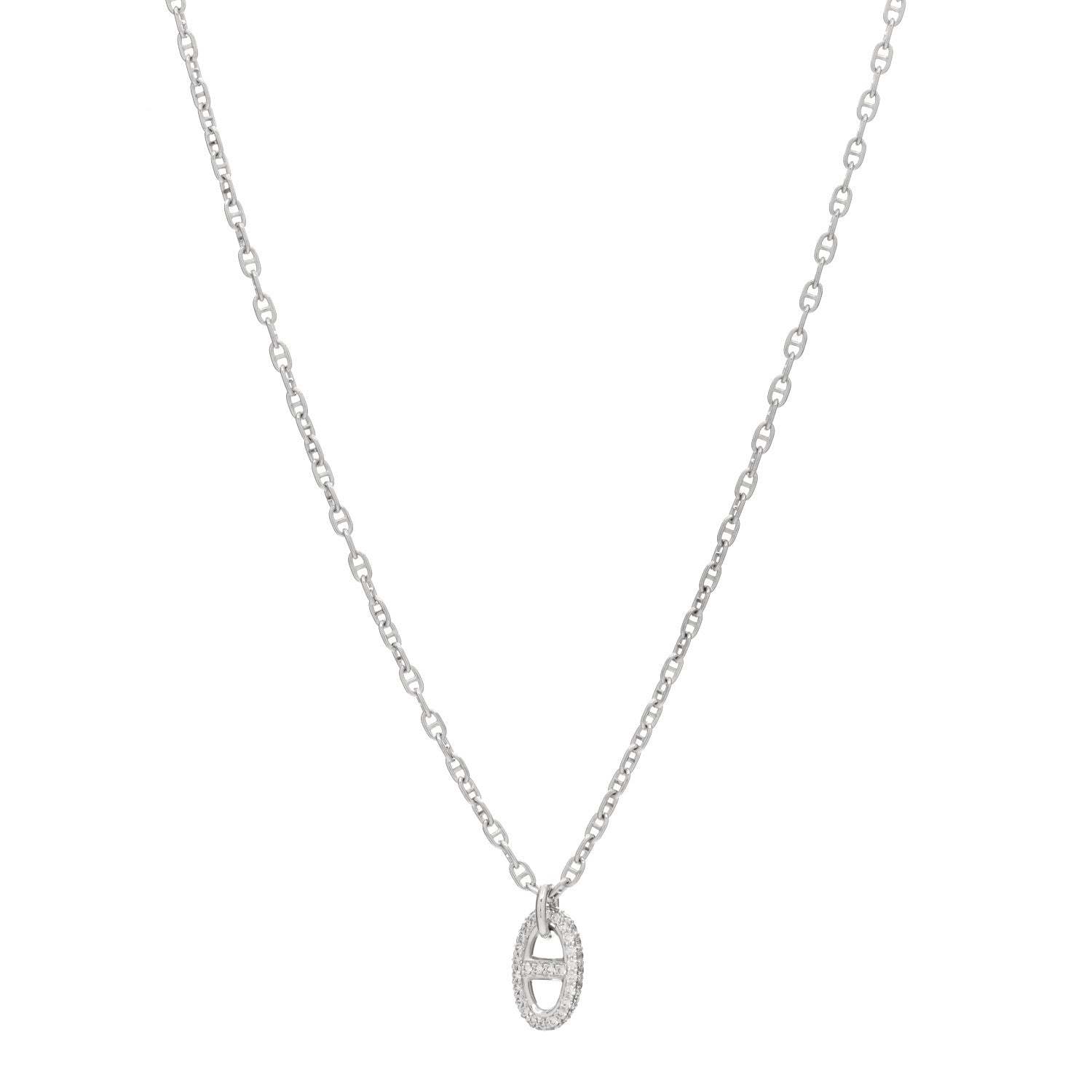 Hermes 18K White Gold Diamond New Farandole Pendant Necklace ST 1 of 3