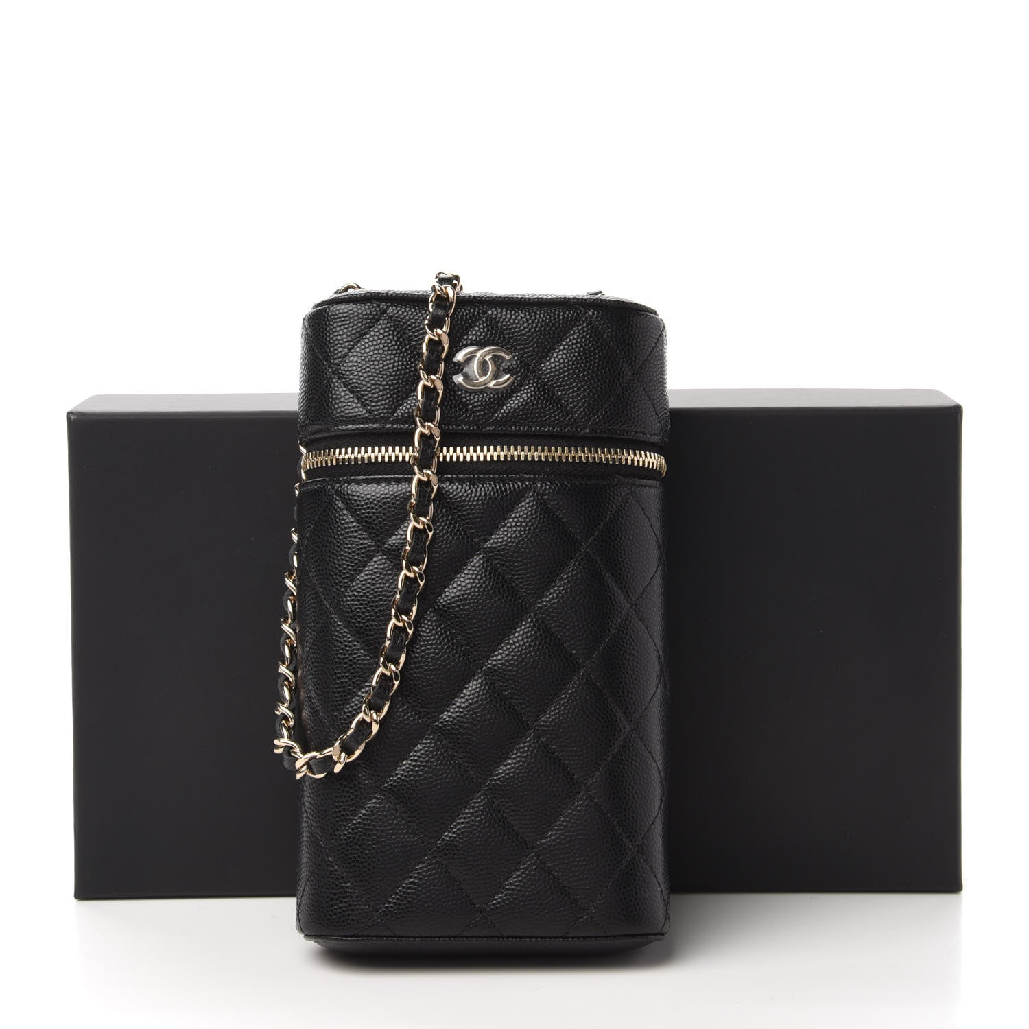Chanel Caviar Quilted Phone Holder With Chain Black 12 of 12