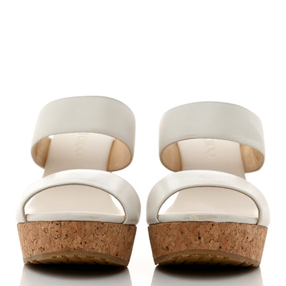 Jimmy Choo Suede Parker Wedge Sandals 38 White 2 of 8