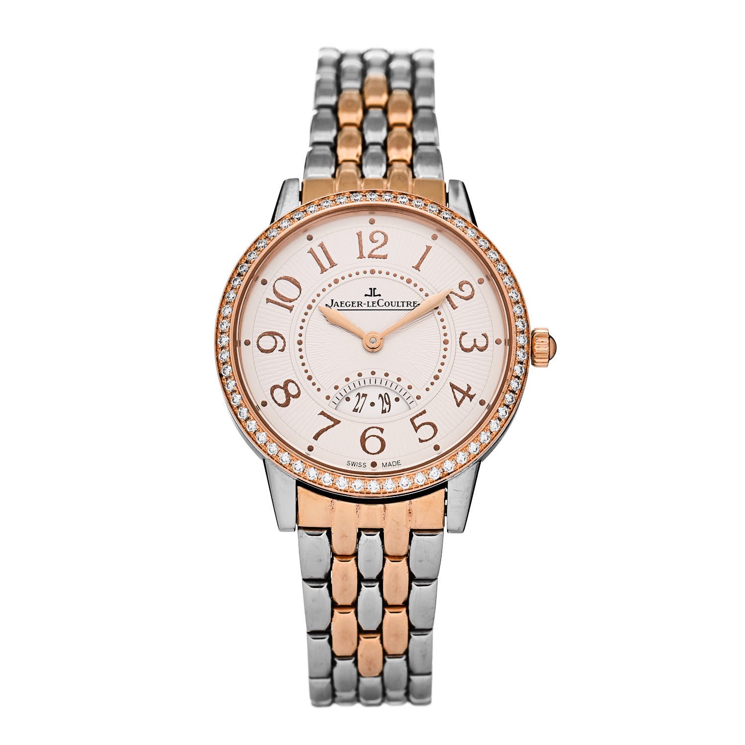 Jaeger-LeCoultre Stainless Steel 18K Rose Gold Alligator Diamond Bezel 34mm Rendez-Vous Quartz Watch 344.D.68 1 of 4