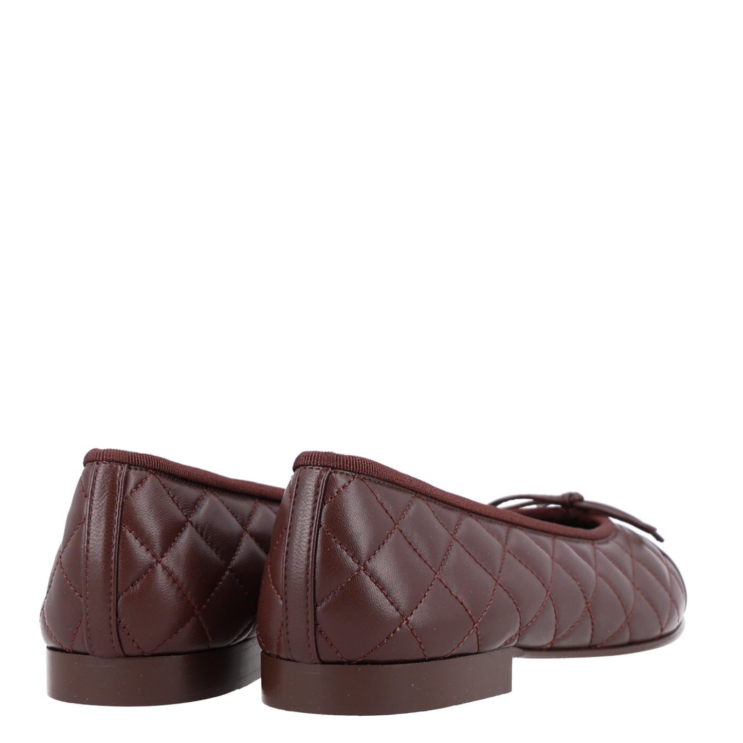 Lambskin Quilted CC Cap Toe Ballerina Flats 39 Brown