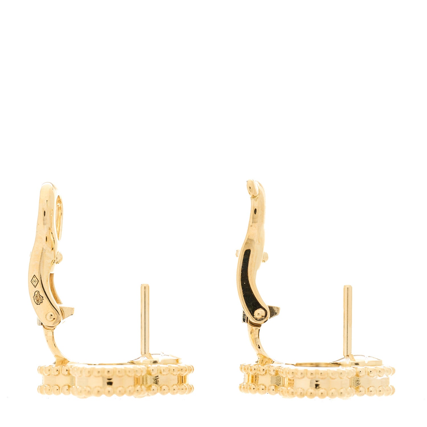 Van Cleef & Arpels 18K Yellow Gold Black Onyx Vintage Alhambra Earrings 3 of 5