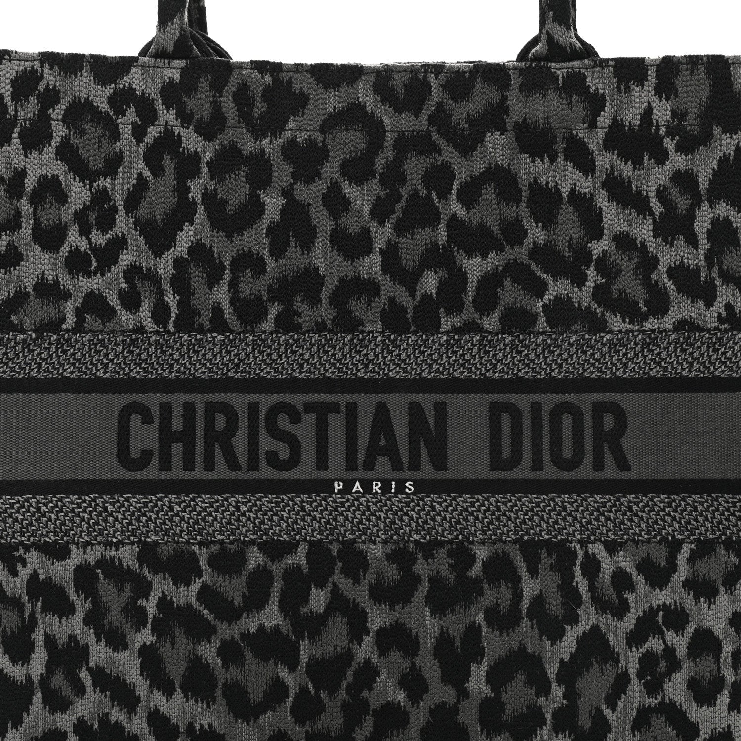 Christian Dior Canvas Embroidered Large Leopard Book Tote Grey 8 of 10