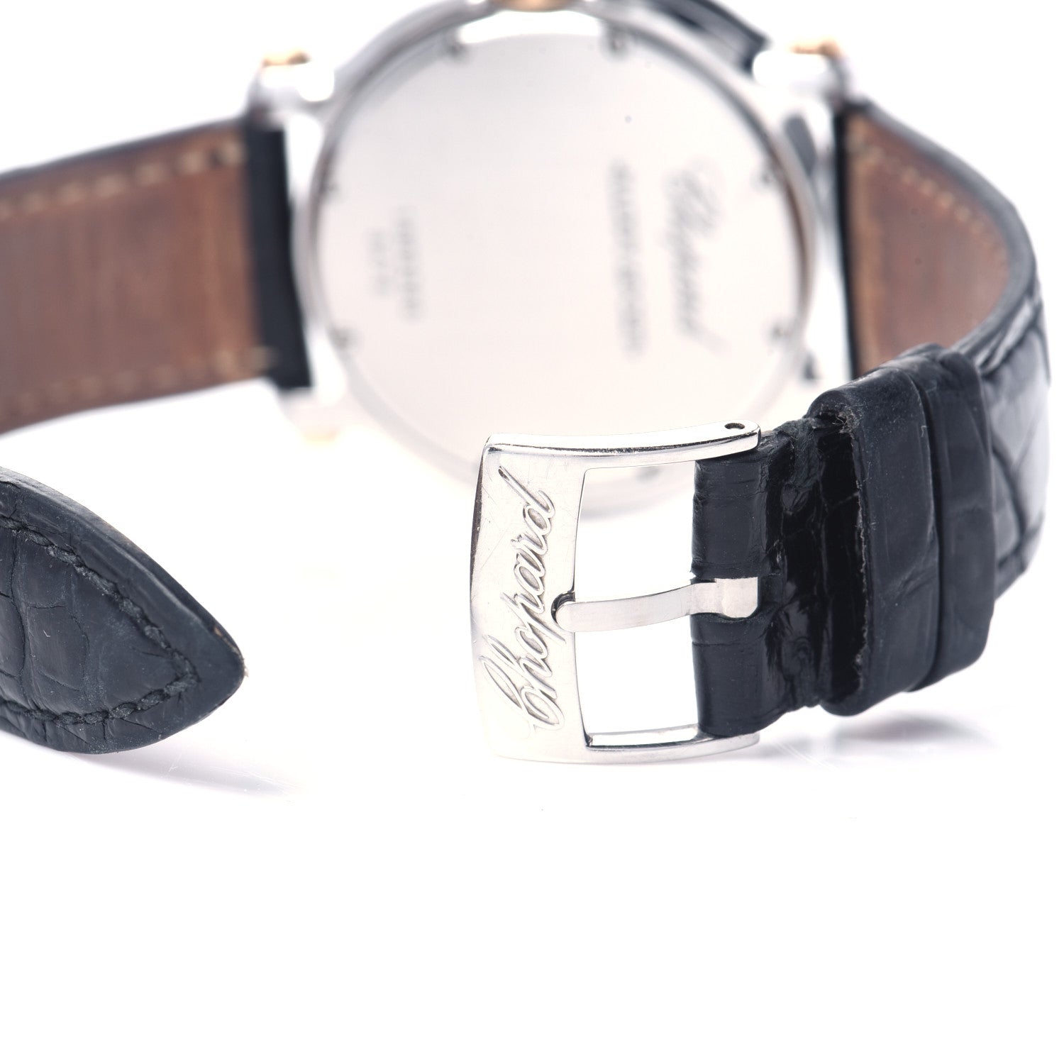 Chopard Stainless Steel 18K Rose Gold Alligator 7 Diamond 36mm Happy Sport Quartz Watch 5 of 7