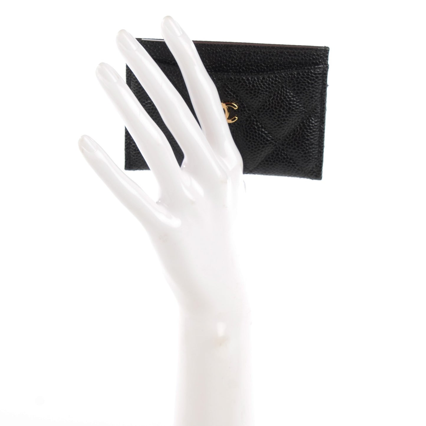 Caviar Quilted Card Holder Black