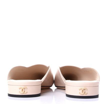 Chanel Lambskin Satin Cap Toe CC Mules 39 Pink Black 6 of 10