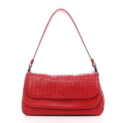 Bottega Veneta Nappa Intrecciato Shoulder Bag Red 2 of 11