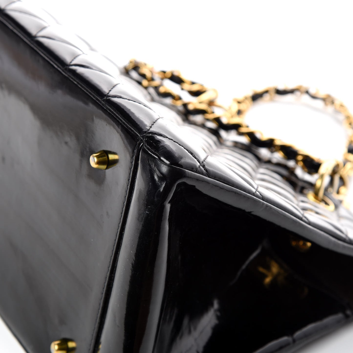Patent Quilted Grand Shopping Tote GST Black