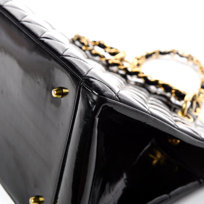 Chanel Patent Quilted Grand Shopping Tote GST Black 10 of 16
