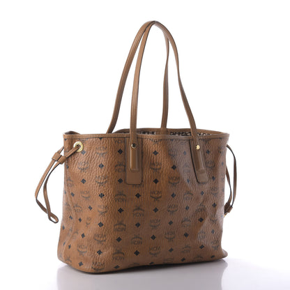MCM Visetos Medium Liz Reversible Shopper Tote Cognac 4 of 10