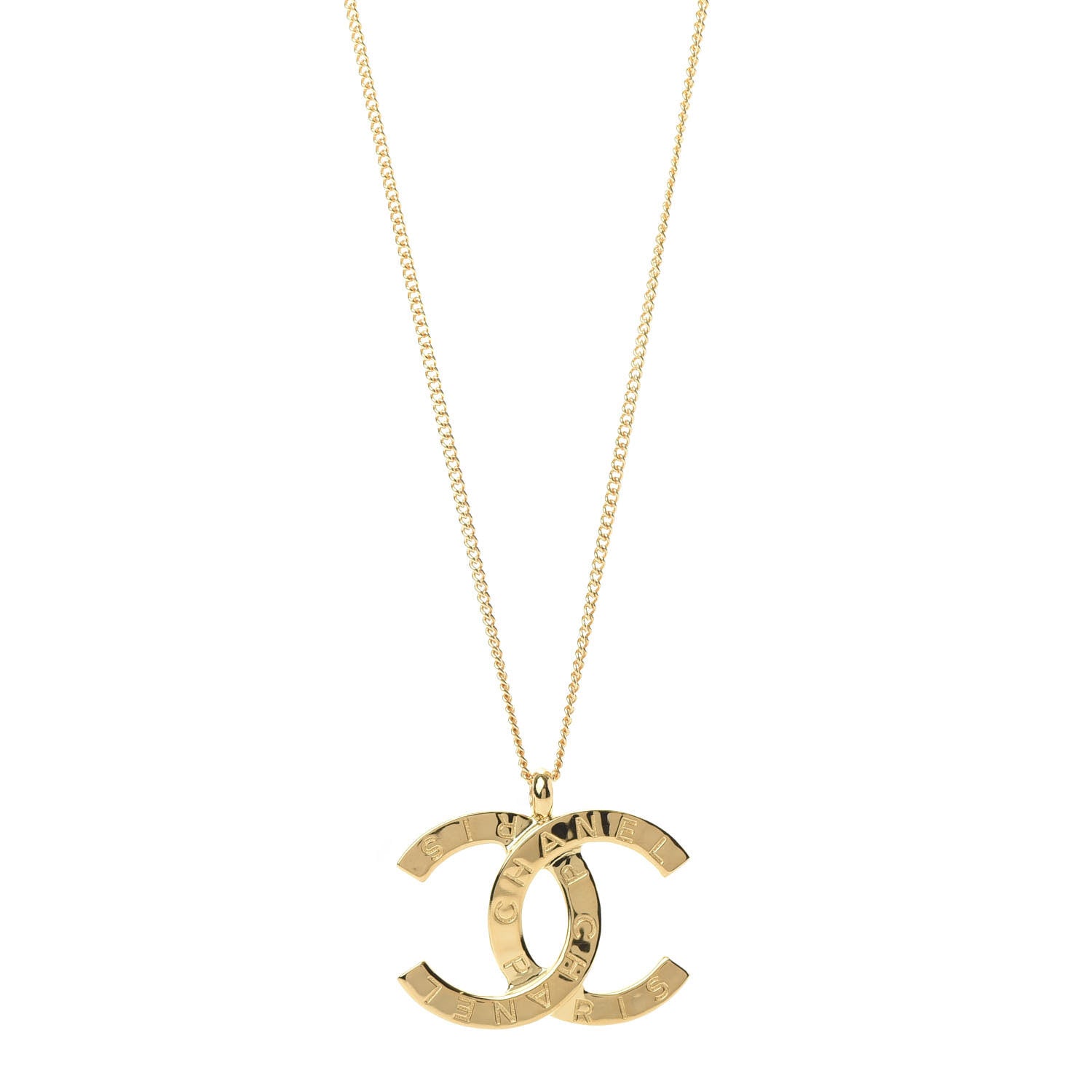 Chanel Metal CC Paris Button Necklace Gold 1 of 4