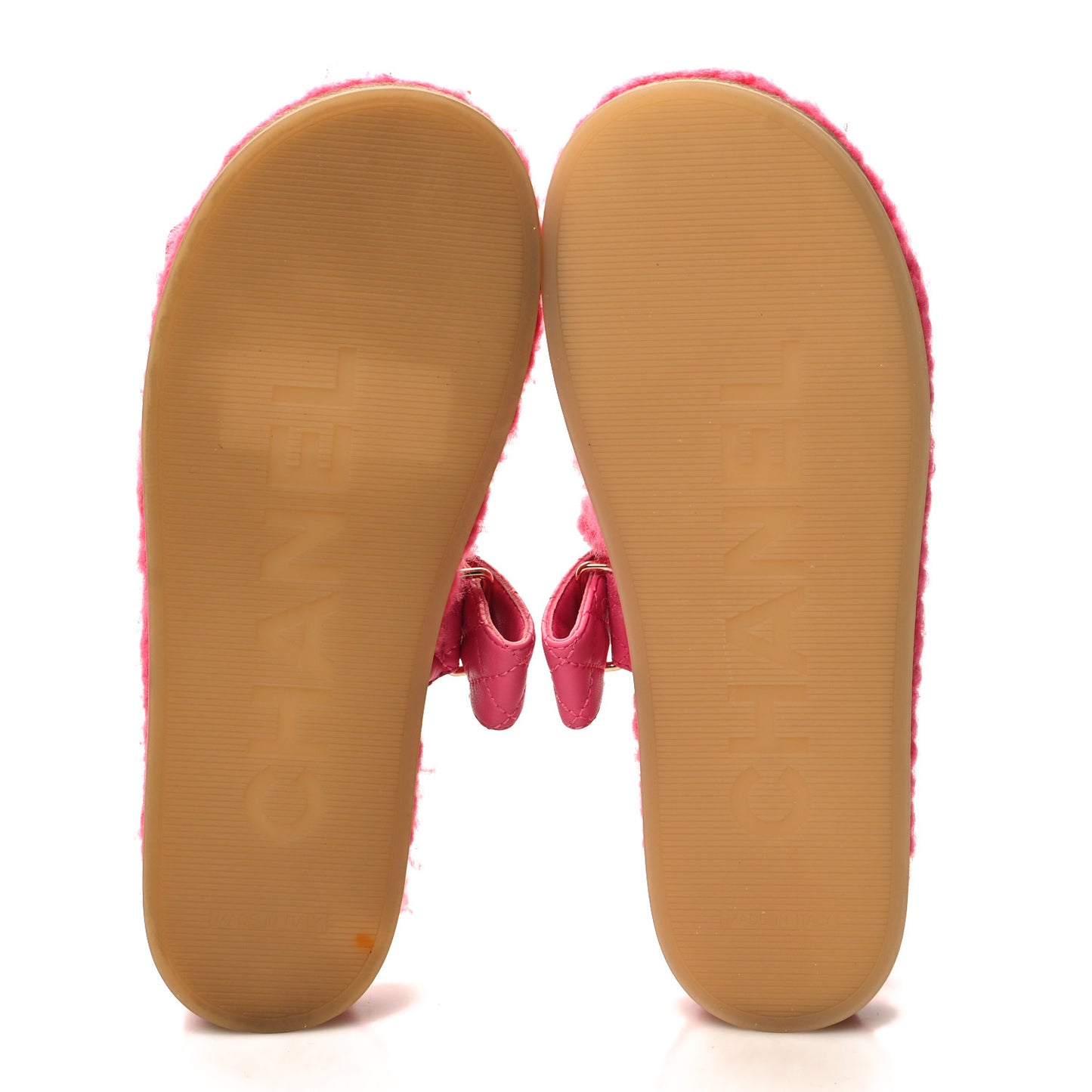 Cord Lambskin Quilted Logo Sandals 37 Pink