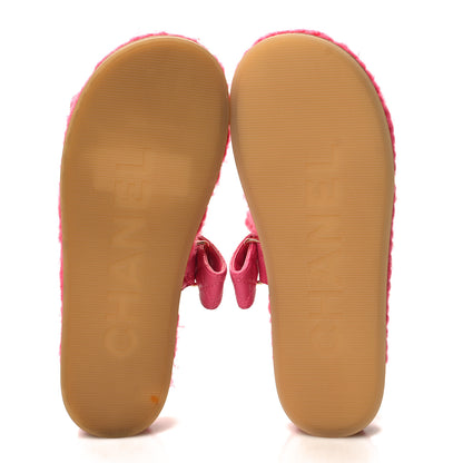 Chanel Cord Lambskin Quilted Logo Sandals 37 Pink 5 of 9