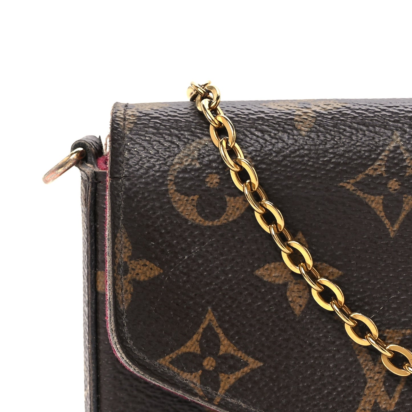 Monogram Pochette Felicie Chain Wallet Fuchsia