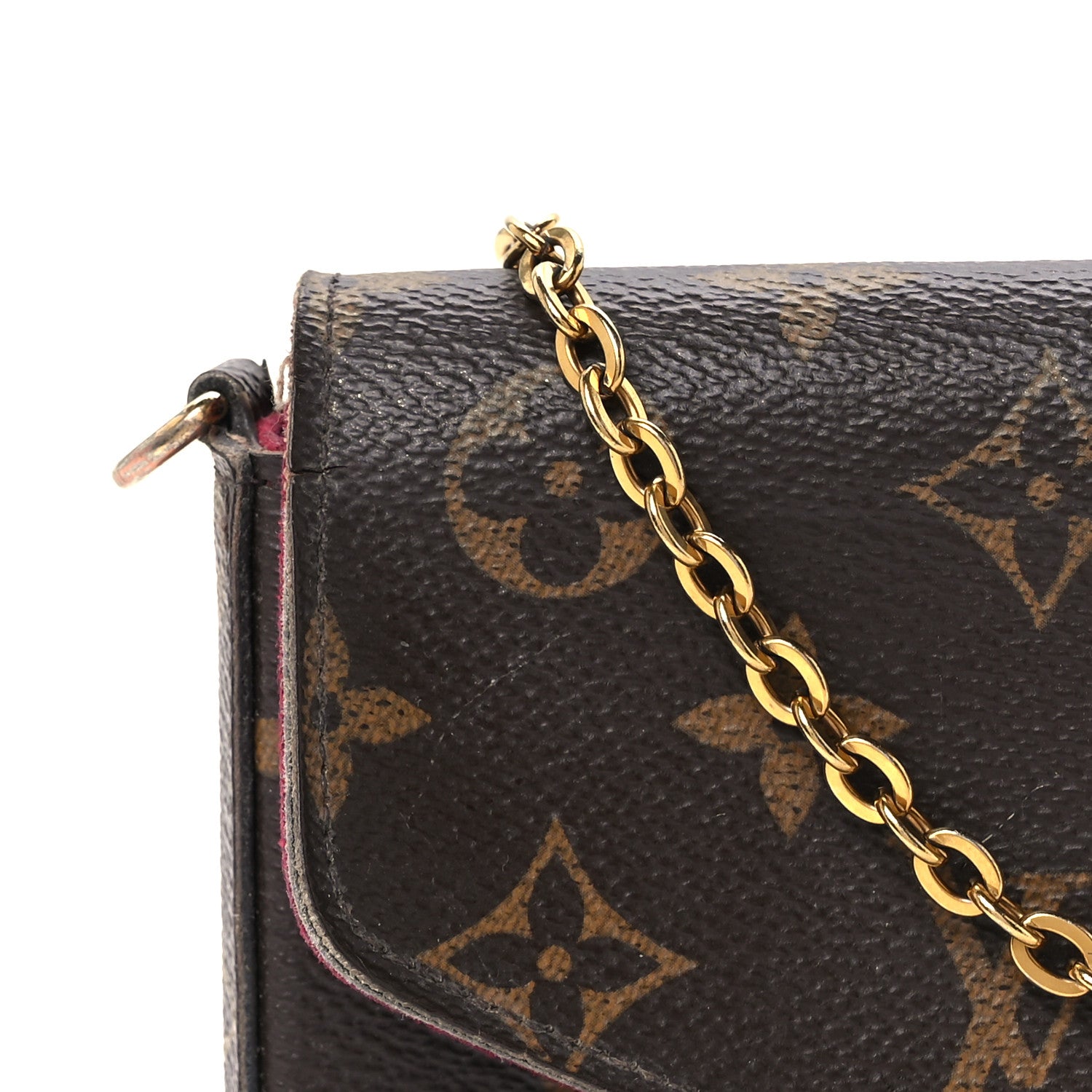 Louis Vuitton Monogram Pochette Felicie Chain Wallet Fuchsia 10 of 12