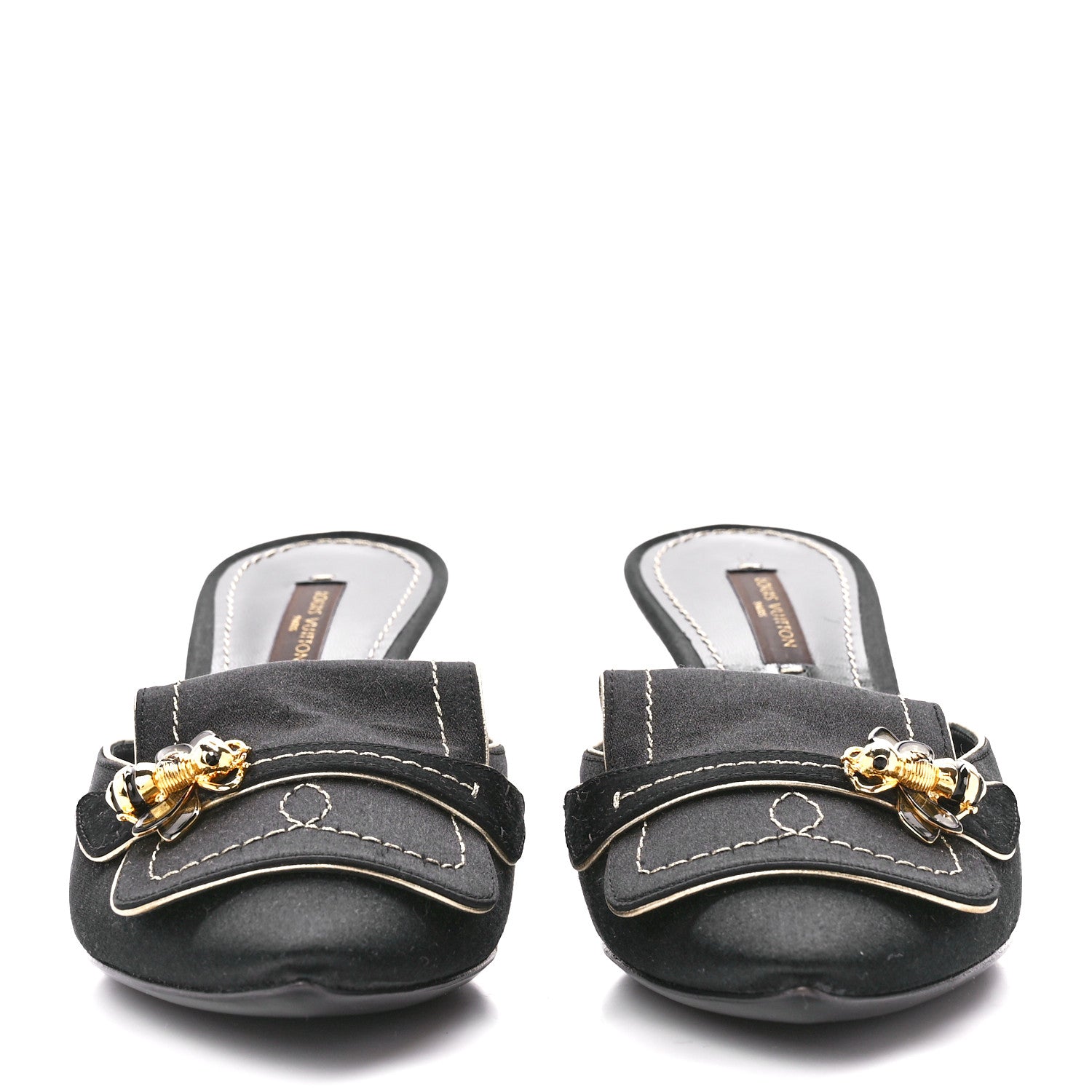 Louis Vuitton Satin Anthares Mule Pumps 36.5 Black 2 of 8