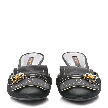 Louis Vuitton Satin Anthares Mule Pumps 36.5 Black 2 of 8