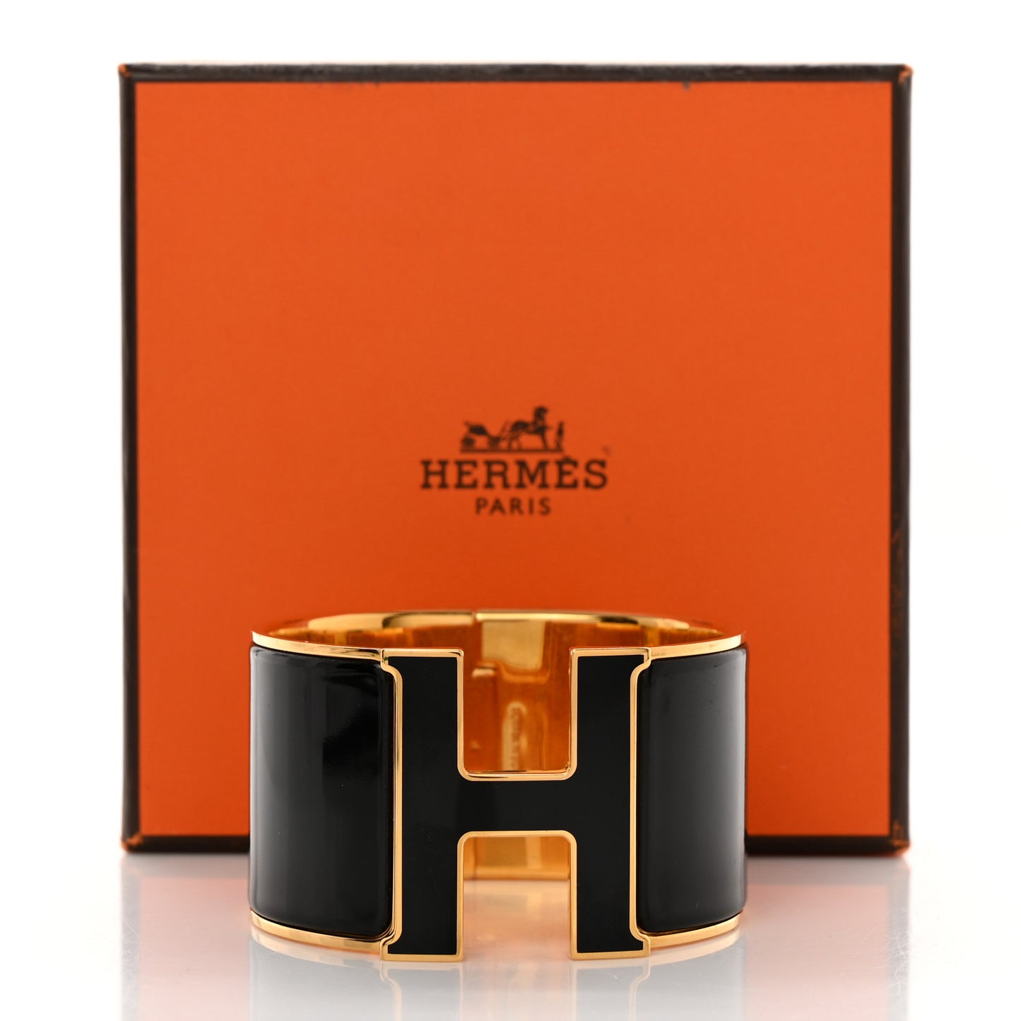 Enamel Extra Wide Clic Clac H Bracelet PM Black