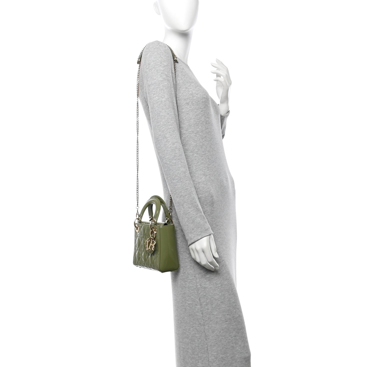 Christian Dior Patent Cannage Mini Lady Dior Dusty Green 2 of 10