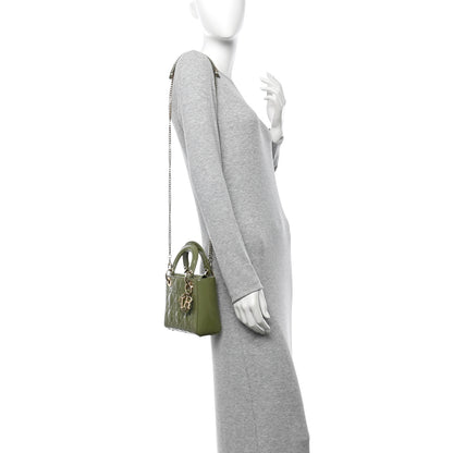 Christian Dior Patent Cannage Mini Lady Dior Dusty Green 2 of 10