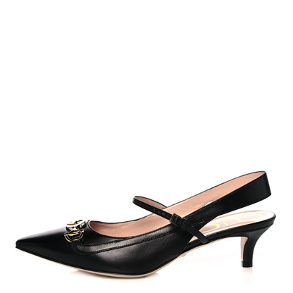 Gucci Malaga Kid Zumi Low Heel Slingback Pumps 38.5 Black 1 of 9