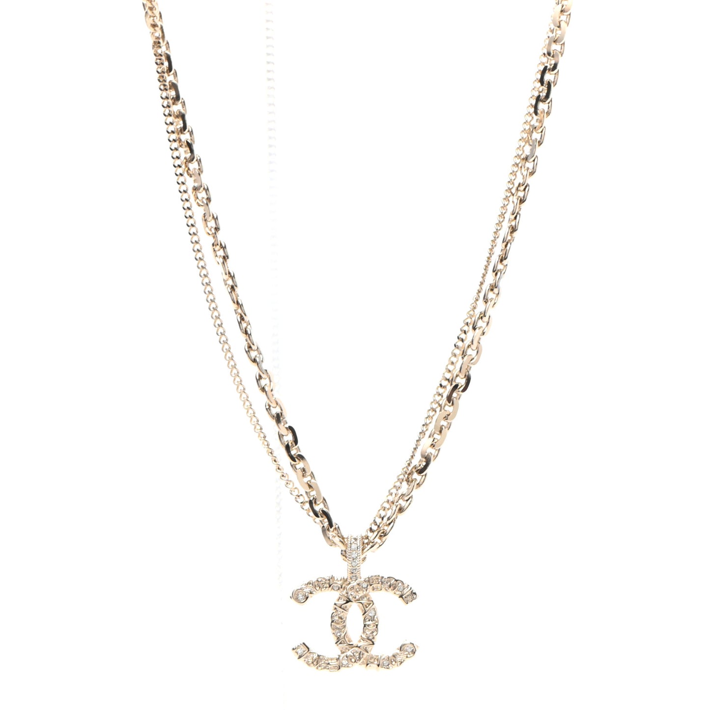 Crystal CC Multi Strand Chain Necklace Gold