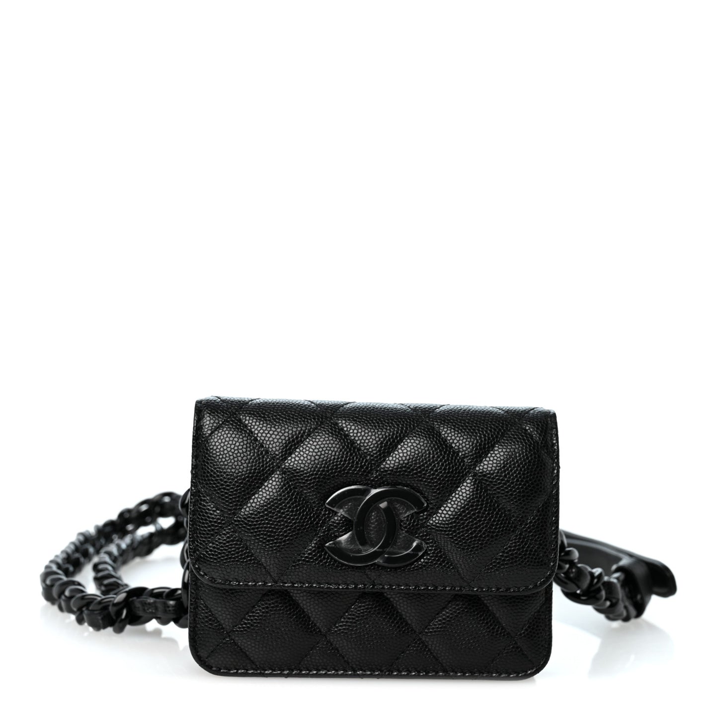 Caviar Quilted My Everything Belt Flap Card Holder Black