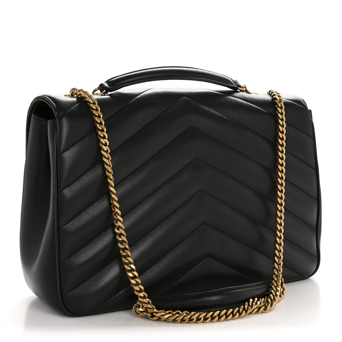 Lambskin Chevron Quilted Large Loulou Black
