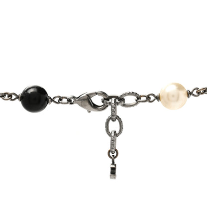 Chanel Pearl Bead Enamel CC Baroque Long Necklace Black Gold 5 of 6