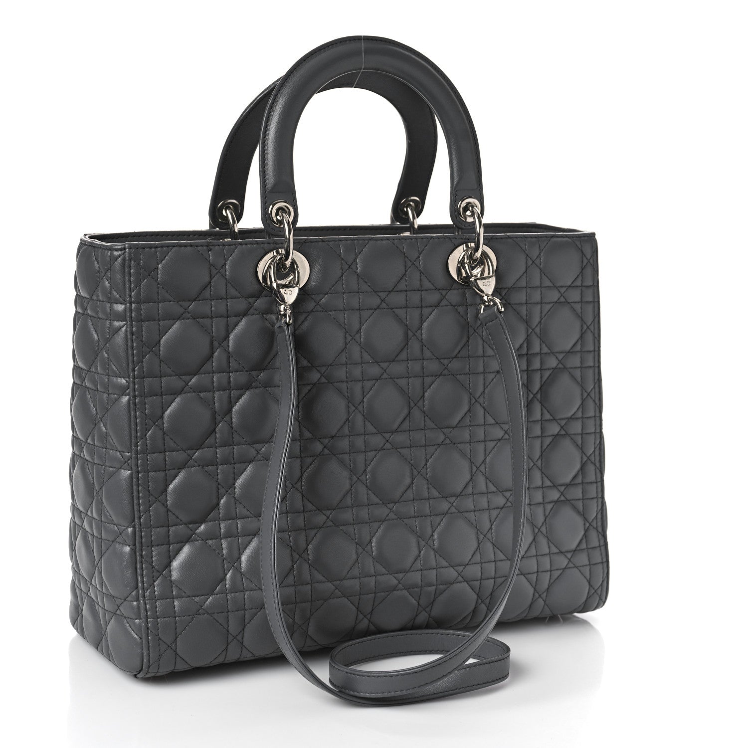 Christian Dior Lambskin Cannage Large Lady Dior Grey 2 of 11