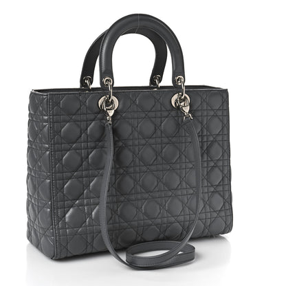 Christian Dior Lambskin Cannage Large Lady Dior Grey 2 of 11