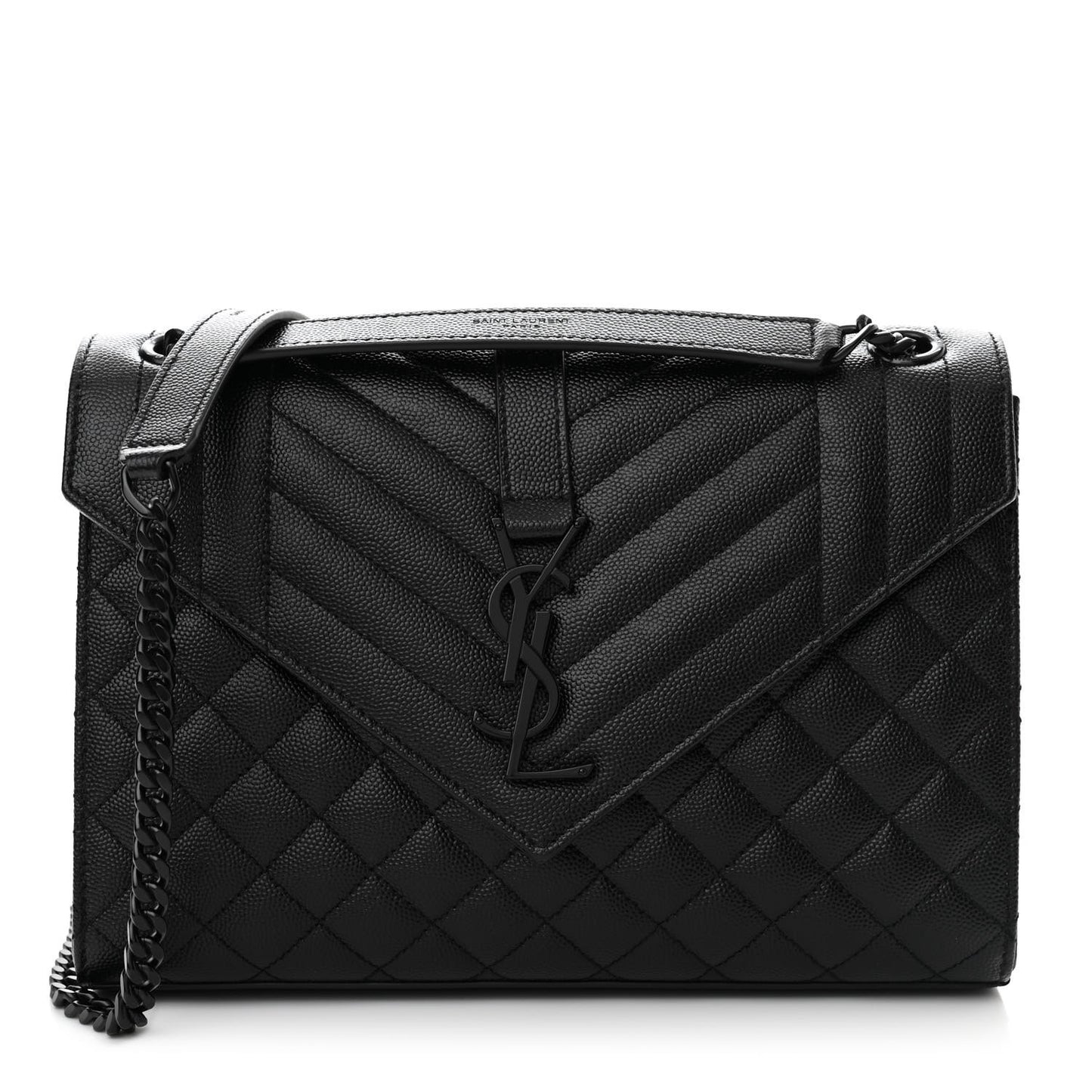 Grain De Poudre Textured Mixed Matelasse Triquilt Medium Monogram Monochrome Satchel Black