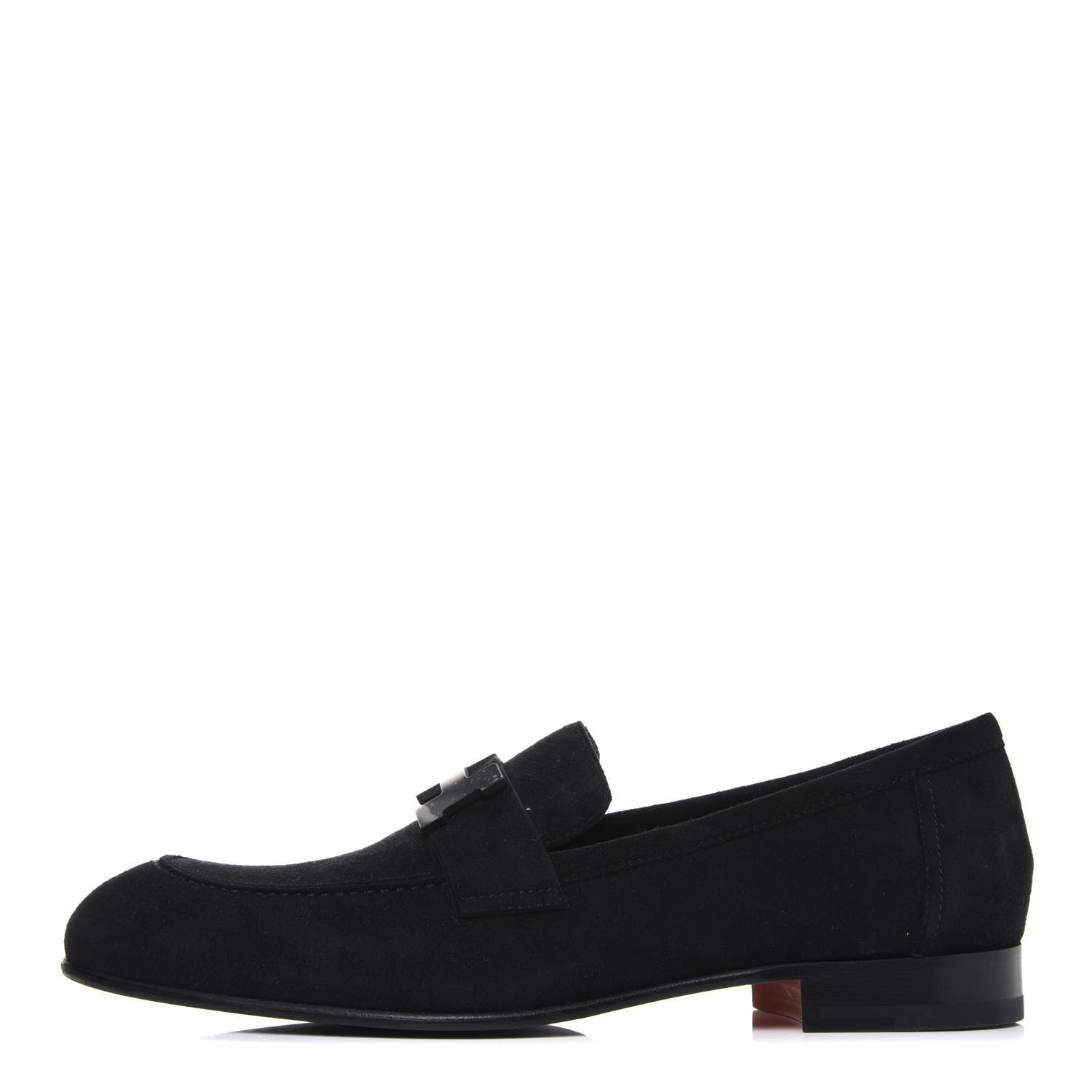 Hermes Suede Goatskin Mens Paris Loafers 40 Black 1 of 10