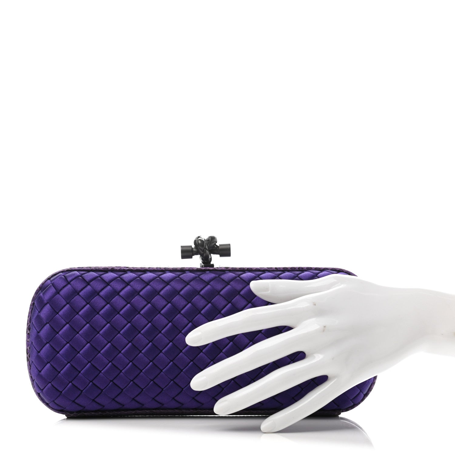 Bottega Veneta Satin Intreccio Impero Ayers Stretch Knot Clutch Purple 2 of 6