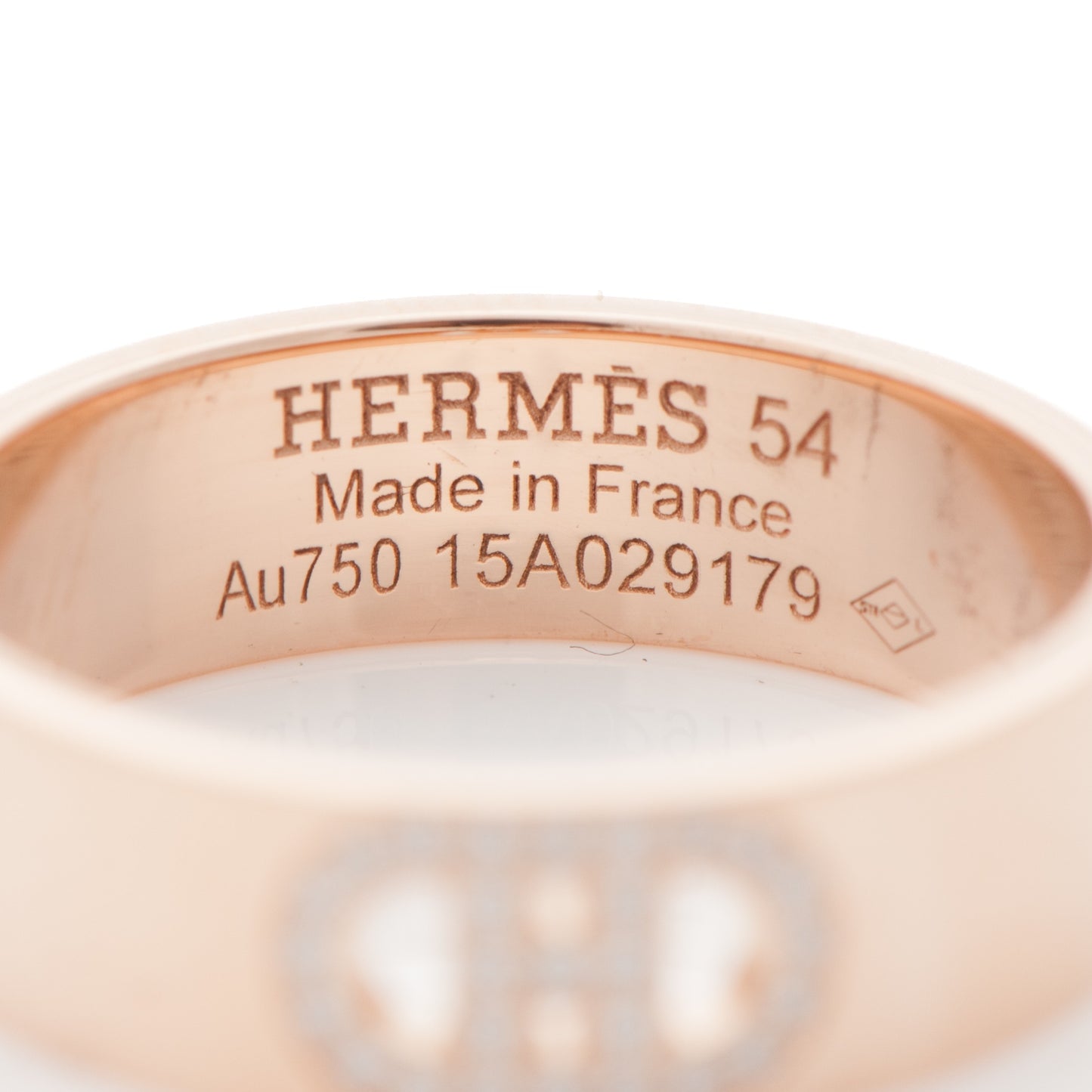 18K Rose Gold Diamond PM H D'Ancre Ring 54 7