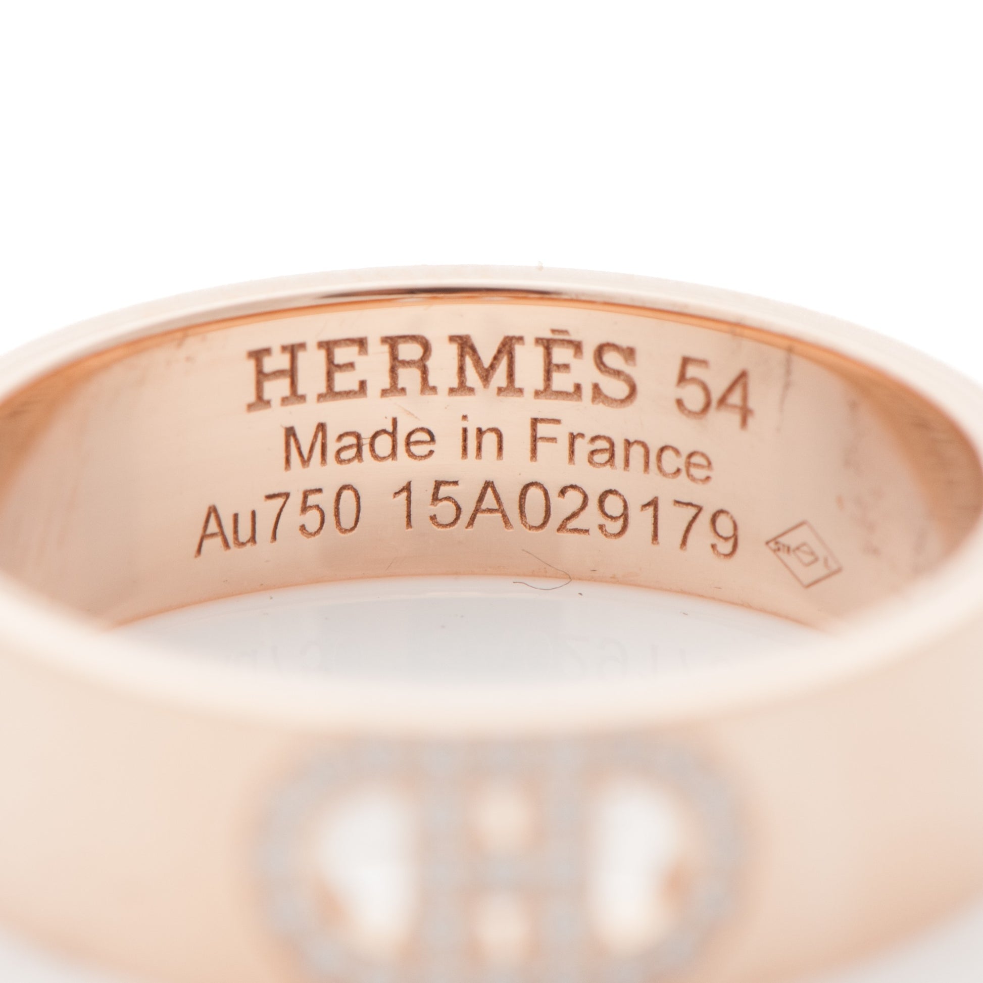 Hermes 18K Rose Gold Diamond PM H D'Ancre Ring 54 7 4 of 4