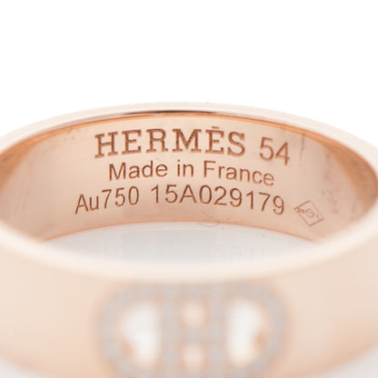 Hermes 18K Rose Gold Diamond PM H D'Ancre Ring 54 7 4 of 4