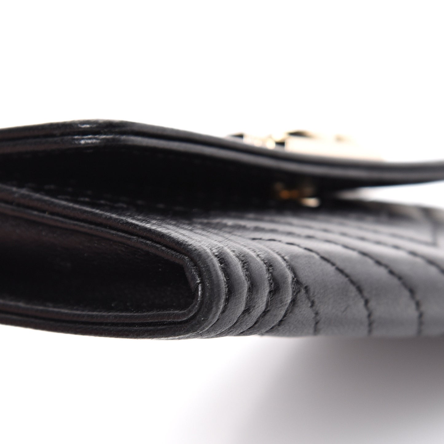 Lambskin Chevron Quilted Boy Card Holder Wallet Black
